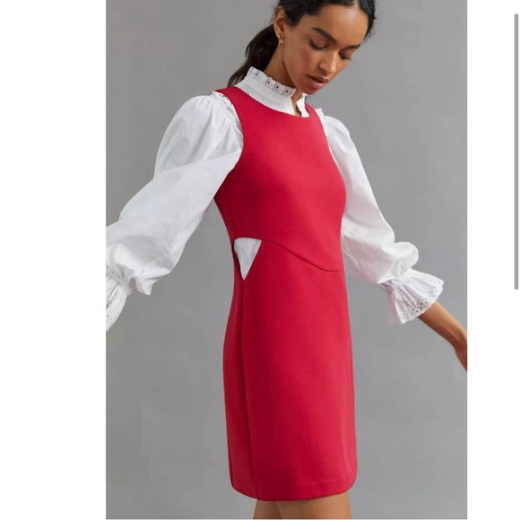 Anthropologie DRESS Size 2X Mare Mare Cut-Out Shift Red - Picture 13 of 15